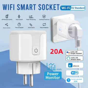 WiFi 20A Smart Plug Socket With Power Monitoring Timing Function Voice  Control