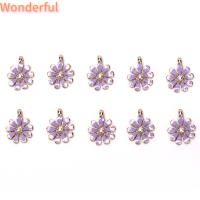 ?【Lowest price】Wonderful จี้โลหะอัลลอยเคลือบรูปดอกไม้เครื่องประดับงานประดิษฐ์ทำมือ10ชิ้น