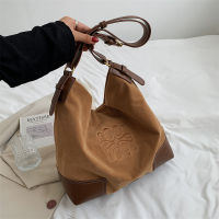 Luxury Faux Suede Leather Tote Bag for Women Shoulder Handbag Retro Style Hobos Shopper Bags Soft Chic Female Purses 2021 New