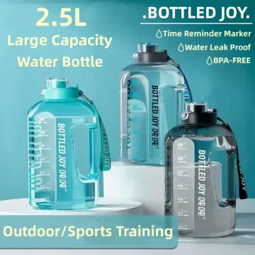 Bottled Joy 2.5L Water Bottle, BPA Free Large Water Bottle Hydration with Motivational Time Marker Reminder Leak-Proof Drinking Big Water Jug for