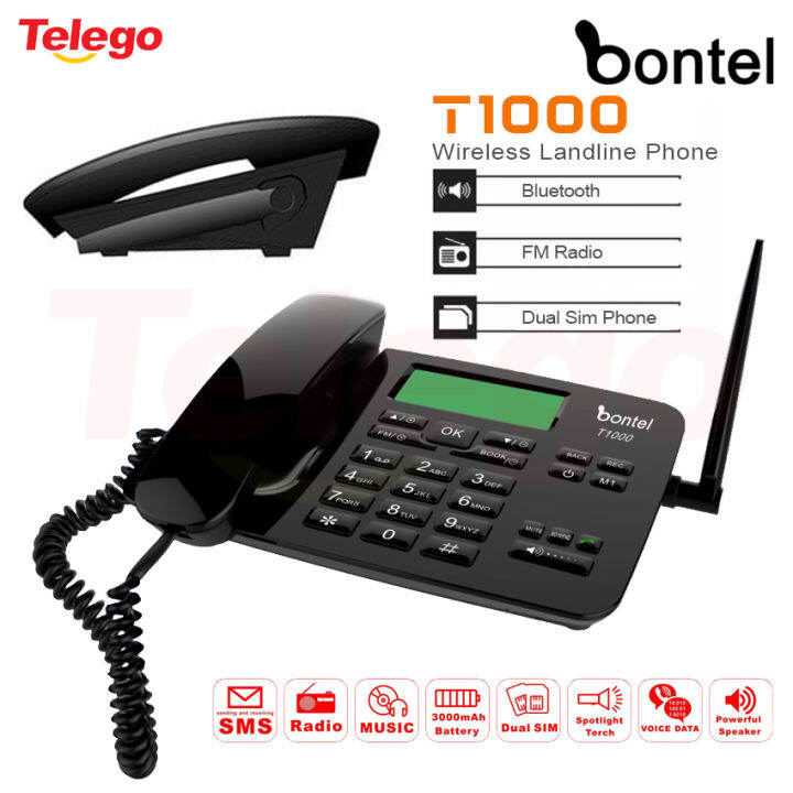 Landline Phone With Sim Card Slot And Wifi Bontel T1000 GSM Fixed Wireless Landline Desktop Phone 3000mAh Dual Sim