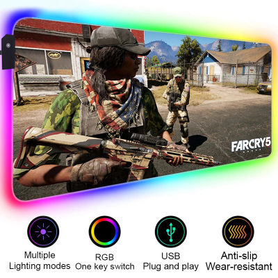 Far Cry 5 RGB Anime Gaming Keyboard MousePad Large Accessories Speed Game Gamer LED Mouse Pad Soft Laptop Notebook Mat for CSGO