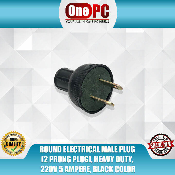 ROUND ELECTRICAL MALE PLUG (2 PRONG PLUG), HEAVY DUTY, 220V 5 AMPERE