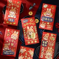 6pcs Cartoon Bunny Red Envelope Chinese Spring Festival Red Packet 2023 New Year Rabbit Hongbao Blessing Money Pouch Gift Pocket