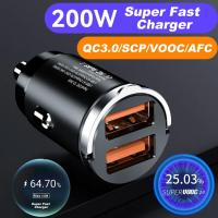 200w Super Fast Charge Car Phone Charger Mini Dual Ring Adapter Metal Hidden Usb/Type-C Pull Type Z0X5