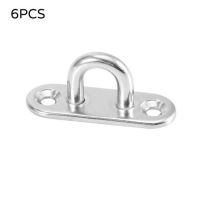 6 Pcs 5mm Marine Boat Stainless Steel Oblong Pad Eye Plate Staple Ring Hook