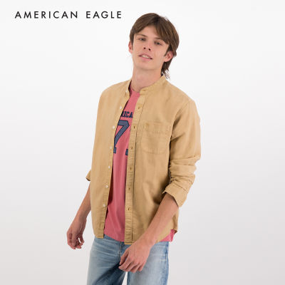 American Eagle Band Collar Linen Button-Up Shirt เสื้อเชิ้ต ผู้ชาย  (NMSH 015-1484-872)