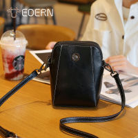 EDERN ใหม่หนังขี้ผึ้งน้ำมันกระเป๋าสลิงสำหรับผู้หญิงกระเป๋าโทรศัพท์มือถือหนังแท้กระเป๋าสะพายข้างแฟชั่นอเนกประสงค์กระเป๋าสะพายไหล่หญิงกระเป๋าขนาดเล็ก