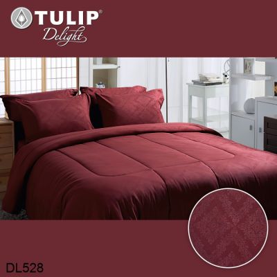 (ครบเซ็ต) Tulip Delight ผ้าปูที่นอน+ผ้านวม อัดลาย สีแดง RED EMBOSS DL528 (เลือกขนาดเตียง 3.5ฟุต/5ฟุต/6ฟุต) #ทิวลิปดีไลท์ เครื่องนอน ชุดผ้าปู ผ้าปูเตียง ผ้าห่ม