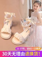 ▦ Girls shoes childrens princess sandals 2023 new summer style girls middle and large childrens soft-soled high-heeled Roman shoes