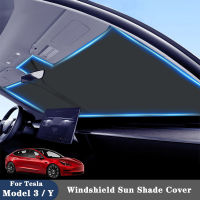 Car Windshield Sun Shade Cover For Tesla Model 3 Y Front Windshield Sunscreen Parasol Curtain Heat Insulation Sun Shield