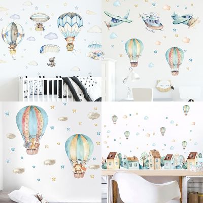 Cartoon Hot Air Balloon Animals Wall Stickers for Kids Room Boy Room Decoration Wall Stickers Nursery Baby Room Decoration Decal