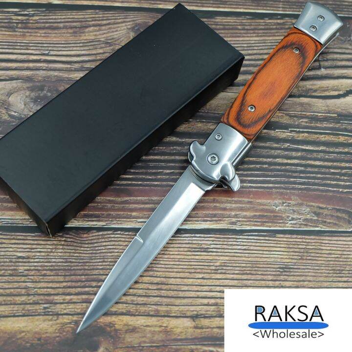 raksa-wholesale-nb024-black-brown-มีดพับ-มีดพก-มีดเดินป่า-italian-knives-italian-stiletto-knife-folding-knife-3cr13-ขนาด-22-5cm-มีที่เหน็บ