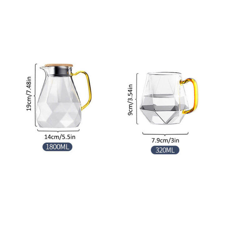 1-8l-cold-water-jug-350ml-water-cup-mug-diamond-texture-glass-teapot-transparent-coffee-pot-home-heat-resistant-teapot-drinkware