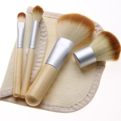 4PCS Bamboo Makeup Brushes Cosmetic Foundation Brush Make-up Brush Face Powder Brush For Makeup Beauty Tool With Bag Makeup Brushes Sets