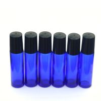 1pcs 10ml Blue Glass Bottle Roll On Empty Fragrance Perfume Essential Oil Bottle 10 ML Roll On Black Plastic Cap Bottle