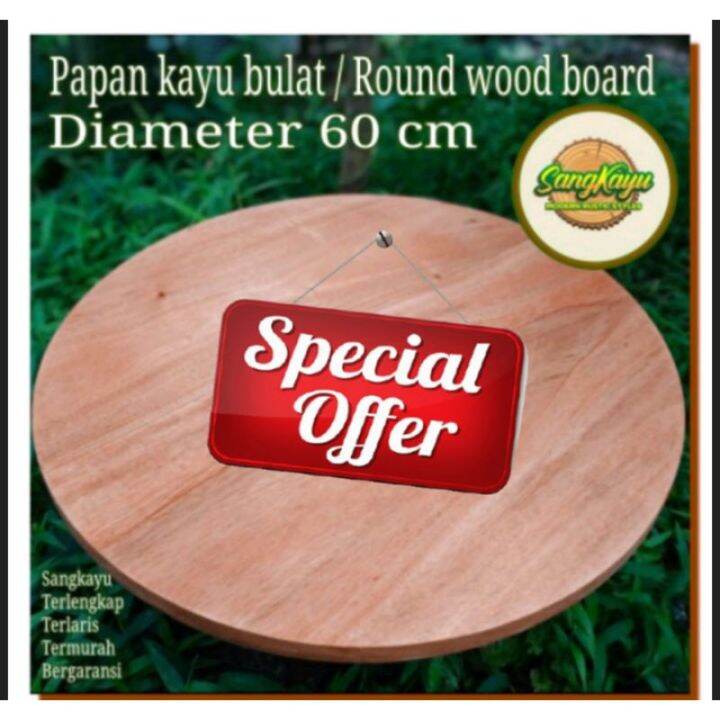 Papan Kayu Bulat 60 Cm Round Wood Board Daun Meja Talenan Kayu | Lazada ...