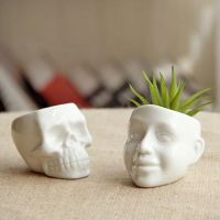 [AMO Garden Decoration]Home Garden Capita Skull กระถางดอกไม้ Planters อุปกรณ์เดสก์ท็อปตกแต่งบ้าน Modern Design หม้อเซรามิคสีขาว