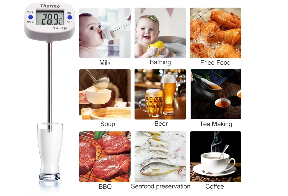 TA288 LCD Digital Food Thermometer BBQ Probe Thermometer