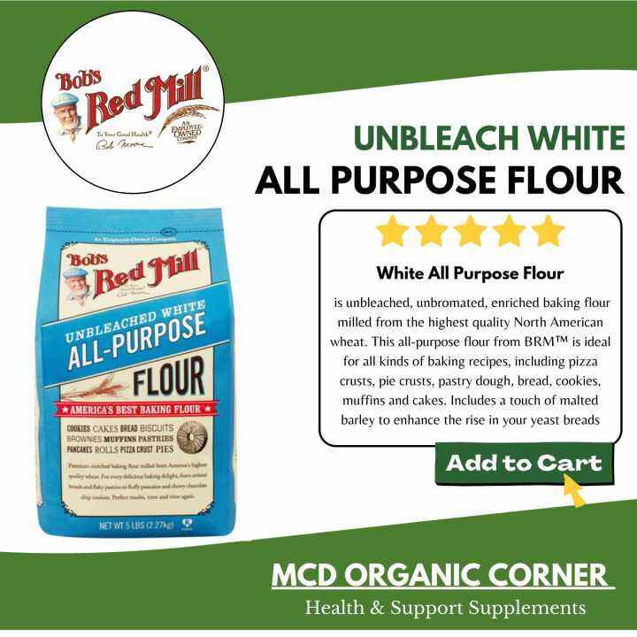 Bob's Red Mill Unbleached White All Purpose Baking Flour 2.27kg | Lazada PH