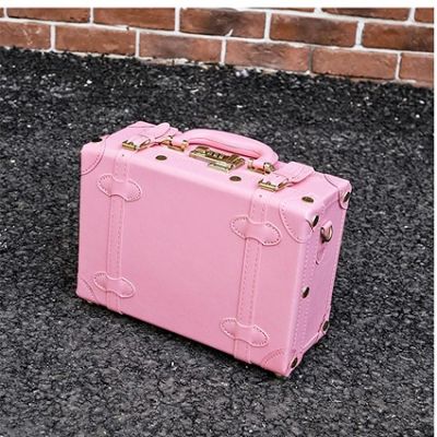 Travel tale High quality girl PU leather trolley luggage bag set,lovely full pink vintage suitcase for female,retro luggage gift