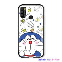 UCUC เคสโทรศัพท์เคสสำหรับ Infinix Hot 9เล่นปลอกInfinix Hot9Play X680การ์ตูนหรูหราสำหรับสาวแมวDoraemonกรณีGlossyกระจกเทมเปอร์กลับSoft Edgeเคสโทรศัพท์