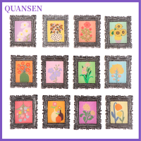 QUANSEN 2pcs MINI dollhouse Miniature 1:12กรอบแว่นตาโบราณ Manny กรอบภาพสีน้ำมัน