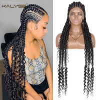 Kalyss Synthetic Box Cornrow Braided Wigs 35 Full Lace Front Wig Braiding Wigs afro braid wig With Baby Hair For Black Women [ Hot sell ] ea1voy