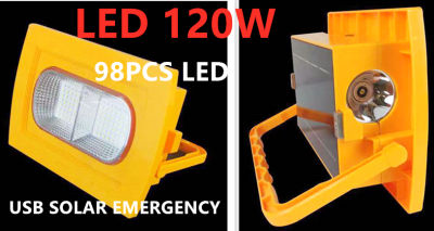 SOLAR โซล่าเซลล์ ไฟฉุกเฉิน LED Emergency Light สปอร์ตไลต์ ไฟแคมปิ้ง โคมไฟพลังงานแสงอาทิตย์ POWER BANK ชาร์จ USB