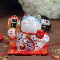 (Gold Seller) 5 Inch Ceramic Maneki Neko Ornament Lucky Cat Money Box Japanese Fortune Cat Feng Shui Figurine Wedding Gift