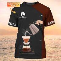 2023 Newest Summer New Men‘s Barista T-shirt Coffee Lover Custom Name 3d Printed t Shirt Unisex Casual Tshirt Coffee Shop Uniform Dw102 fashion T-shirt