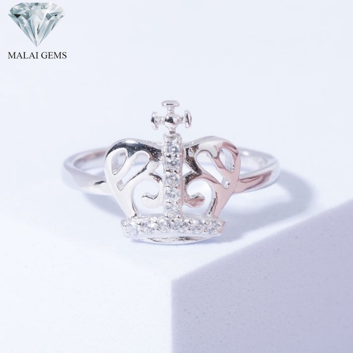 malai-gems-แหวนเพชร-แหวนมงกุฎ-เงินแท้-925-เคลือบทองคำขาว-ประดับเพชรสวิส-cz-รุ่น-151-cr1601-แถมกล่อง-แหวนเงินแท้-แหวนเงิน-แหวน