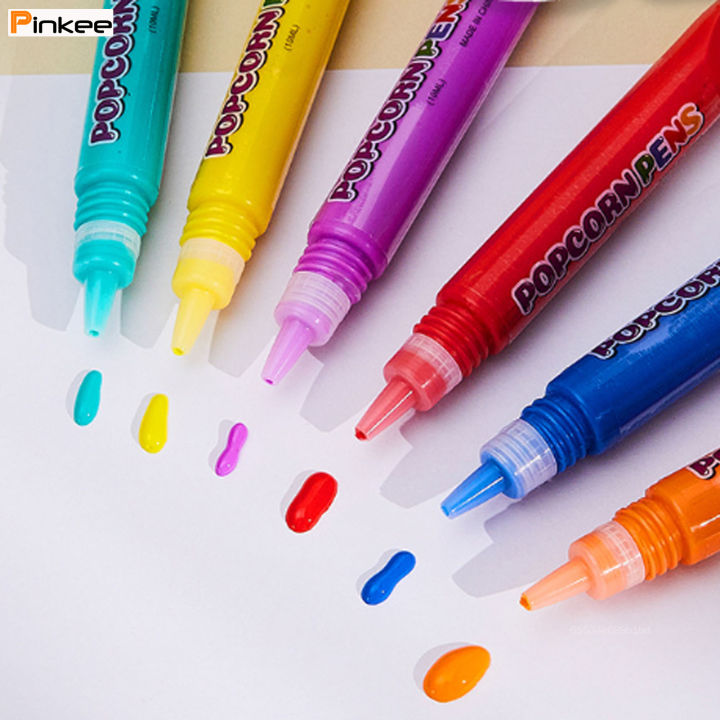 6pcs Magic Popcorn Pens 6 Colors 3D Safe Decorating Art Drawing for Greeting Birthday Cards Kids, Size: 10