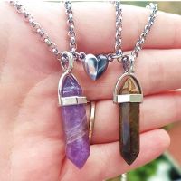 【CW】 Exquisite Colorful Pillar Magnetic Pendant Necklace Couples Hexagon for