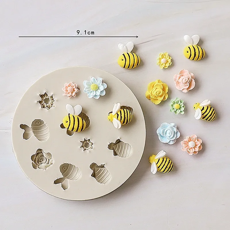 3D Bee Honeycomb Silicone Mold Insect Bumblebee Cupcake Fondant Molds  Chocolate Cake Decorating Tools Kitchen Baking Accessories