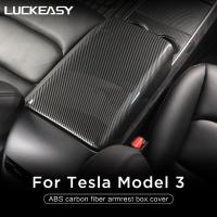 For Tesla Model 3 Center Console Seat Armrest Box Protective Decoration Cover Model3 2023 ABS Carbon Fiber Interior Accessories