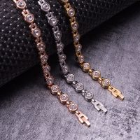 【YF】 Stainless Steel Bracelet Women AAA Zirconia Gold-color Magnetic Benefits Germanium Therapy Arthritis Energy