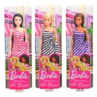 Barbie Glitz Doll ตุ๊กตา บาร์บี้ ชุดเดรส ลายทาง มีระบาย ของเล่น ของเล่นเด็ก T7580