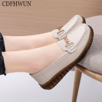 CDFHWUN รองเท้าหนังของผู้หญิง,รองเท้าส้นเตี้ยรองเท้าส้นเตี้ยฤดูใบไม้ผลิและฤดูใบไม้ร่วงรองเท้าผู้หญิงลำลองรองเท้าส้นเตี้ยไม่มีสายคาดขนาดใหญ่ TPR พื้นรองเท้านุ่ม