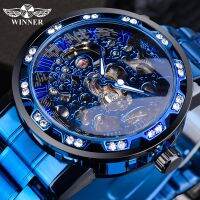 winner watch mens fashion casual classic popular hollow rhinestone manual mechanical watch 【QYUE】