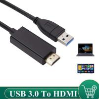 CANVELL สำหรับทีวีแล็ปท็อปโปรเจคเตอร์ไดรฟ์ฟรีหัวแปลงสัญญาณ HDMI Conventer Line USB ฮับสาย HDMI แปลง USB เป็น HDMI หัวแปลงสัญญาณ HDMI USB 3.0ไปยังตัวแปลง HDMI อะแดปเตอร์ USB สายเคเบิลแปลง USB เป็น HDMI ตัวแปลง HDMI