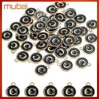 MUBAI 50Pcs เคลือบอีนาเมล เครื่องรางตัวอักษร c สีดำสี เครื่องรางตัวอักษร C จี้ห้อยคอ สองด้าน เคลือบอีนาเมล งานฝีมือดีไอวาย