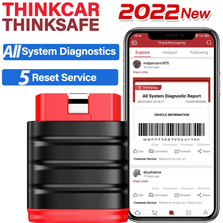 Thincar Thinksafe OBD2สแกนเนอร์รถเต็มระบบผ่านบลูทูธน้ำมัน /Abs/sas/epb ...