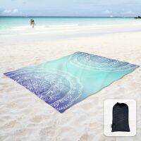 【YF】 Sand Proof Beach Blanket Mat with Corner Pockets and Mesh Bag for PartyTravelCampingBlue Pink Mandala