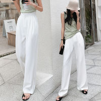 2021Summer OL Style White Women Pants Chic Wide Leg Pant High Waist Elegant Work Trousers Female Casual Pants pantalon femme