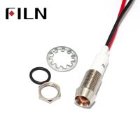 10mm Concave LED Matel Indicator Light with 20cm cable 6V 12V 24V 110V 220v red yellow blue green white led