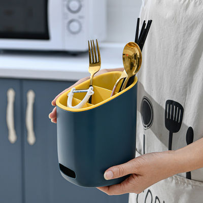 【CW】cutlery Dryer ช้อนส้อมตะเกียบที่เก็บของกล่องบนโต๊ะอาหารชั้นวางสามชั้นช้อนส้อม Drainer Rack ขาตั้งครัวสำหรับช้อนส้อม