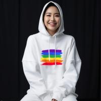 HOODMAN เสื้อฮูด LGBTQ+  pride สนับสนุนความเท่าเทียม V1 สีขาว