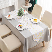 Bronzing Gold White Table Runner Christmas Cloth Table Runners Modern Luxury Decorations Xmas New Year 2021 Tablecloth 33x180cm