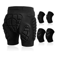 3D Padded Hip EVA Short Pants Knee Pads Elbow Pads Set, Winter Protection Hip Pads Thick Anti Slip Knee Sleeve